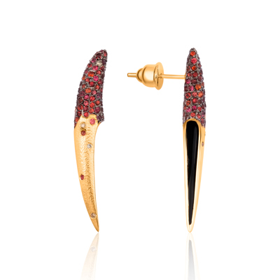ORANGE SAPPHIRE SMALL FEATHER DROP