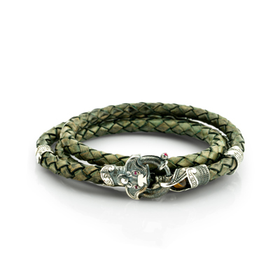 Guardian Lock Braided leather wrap around braclet  